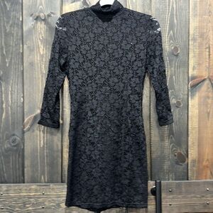 MM Couture Lace‎ Dress S Black NWT Mock Neck Sleeves Y2K Fairy Grunge Whimsigoth